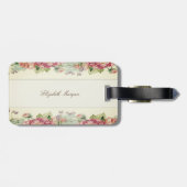Cute Floral Monogram-Gepersonaliseerd Bagagelabel (Achterkant horizontaal)