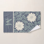Cute Floral Navy Blue Green White Foliage Monogram Bad Handdoek (Handdoek)
