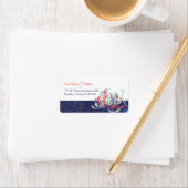 Cute Floral Navy Blue Wedding Address Etiket (Insitu)