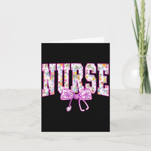 Cute Floral Nk Nurse Coquette Bow Stethoscope Nurs Kaart (Voorkant)
