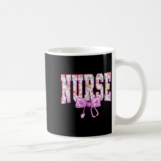 Cute Floral Nk Nurse Coquette Bow Stethoscope Nurs Koffiemok (Rechts)