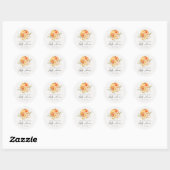 Cute Floral Oranje herfst Pumpkin Baby shower Ronde Sticker (Vel)