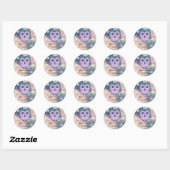 Cute Floral Owl Ronde Sticker (Vel)