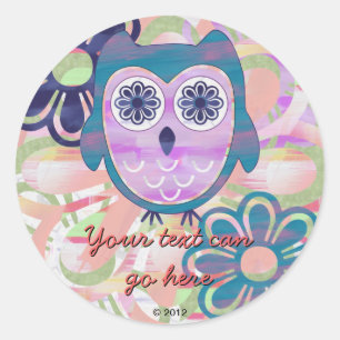 Cute Floral Owl Ronde Sticker