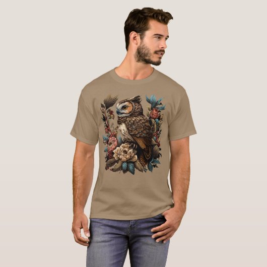 Cute Floral Owl T-shirt (Voorkant volledig)