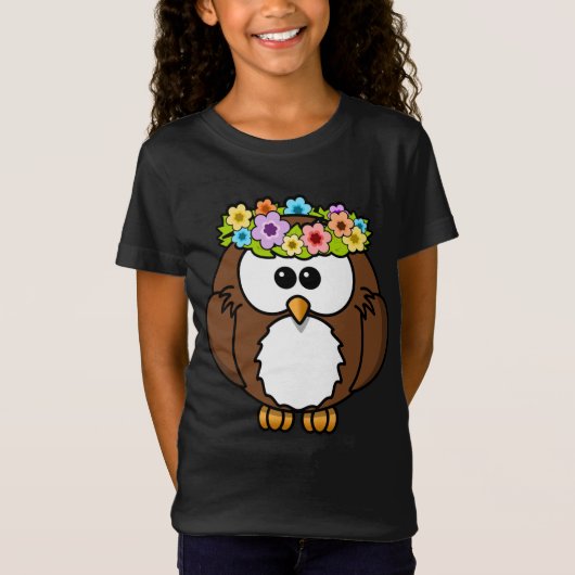 Cute Floral Owl T-shirt (Voorkant)