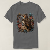Cute Floral Owl T-shirt (Design voorkant)