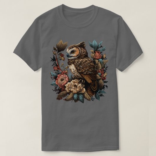 Cute Floral Owl T-shirt (Design voorkant)