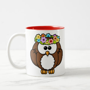 Cute Floral Owl Tweekleurige Koffiemok