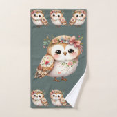 Cute Floral Owl with Bow Bad Handdoek (Handdoek)