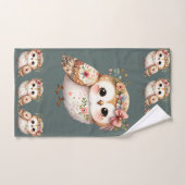 Cute Floral Owl with Bow Bad Handdoek (Handdoek)