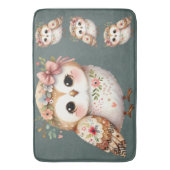 Cute Floral Owl with Bow Badmat (Voorkant Verticaal)