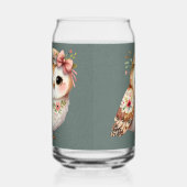 Cute Floral Owl with Bow Blikvorm Glas (Rechts)