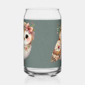 Cute Floral Owl with Bow Blikvorm Glas (Links)