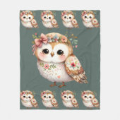Cute Floral Owl with Bow Fleece Deken (Voorkant)