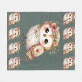 Cute Floral Owl with Bow Fleece Deken (Voorkant (Horizontaal))