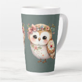 Cute Floral Owl with Bow Latte Mok (Rechterhoek)