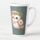 Cute Floral Owl with Bow Latte Mok (Rechts)