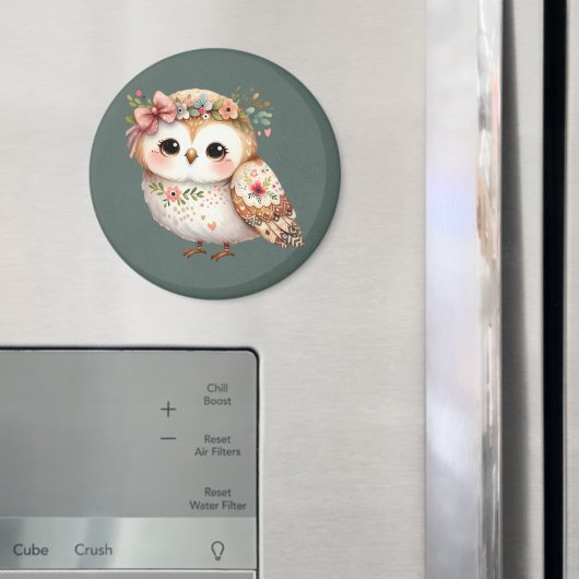 Cute Floral Owl with Bow Magneet (Insitu (Koelkast))