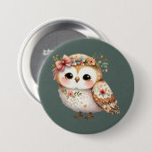 Cute Floral Owl with Bow Ronde Button 7,6 Cm (Voorkant /achterkant)