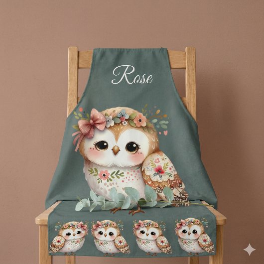 Cute Floral Owl with Bow Schort