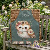 Cute Floral Owl with Bow Schort
