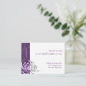 Cute Floral Paars Wedding Reception Informatiekaartje (Staand voorkant)