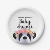 Cute Floral Panda Beer Baby shower Paper Borden Papieren Bordje (Voorkant)
