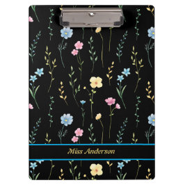Cute Floral Pattern Customizable Name Klembord