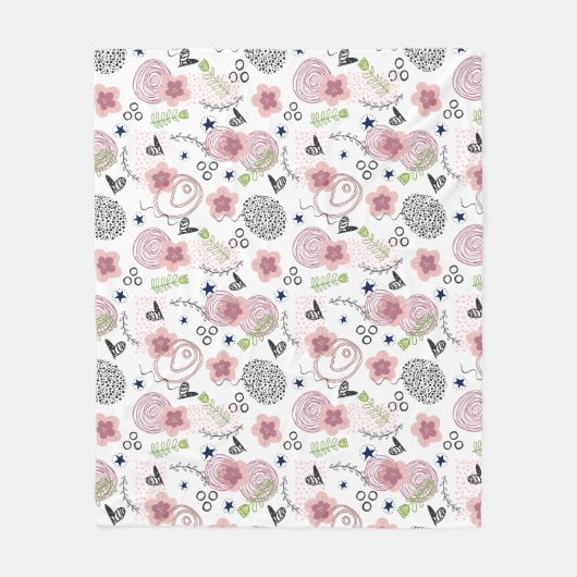 Cute Floral Pattern Fleece Deken (Voorkant)