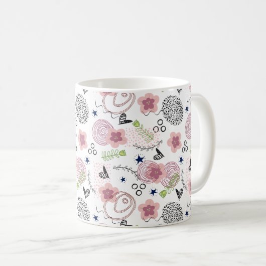 Cute Floral Pattern Koffiemok (Voorkant rechts)