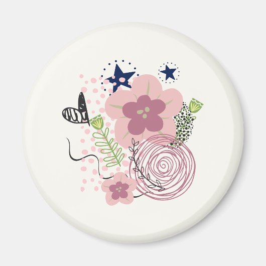 Cute Floral Pattern Magneet (Voorkant)