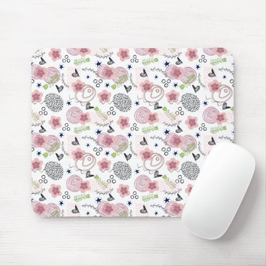 Cute Floral Pattern Muismat (Met muis)