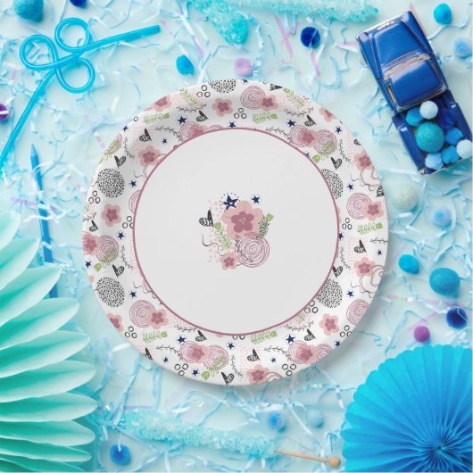 Cute Floral Pattern Papieren Bordje (Feest)
