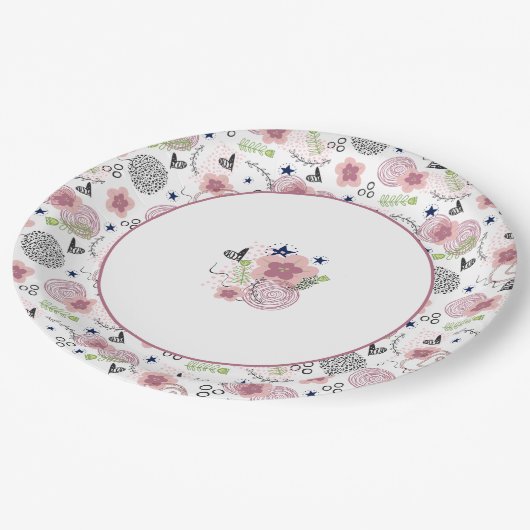Cute Floral Pattern Papieren Bordje (Gekanteld)