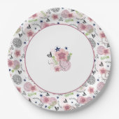 Cute Floral Pattern Papieren Bordje (Voorkant)