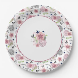 Cute Floral Pattern Papieren Bordje
