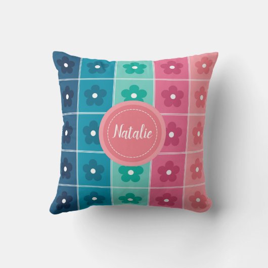 Cute Floral Pattern Personalized Kussen (Achterkant)