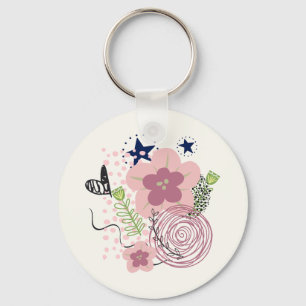 Cute Floral Pattern Sleutelhanger
