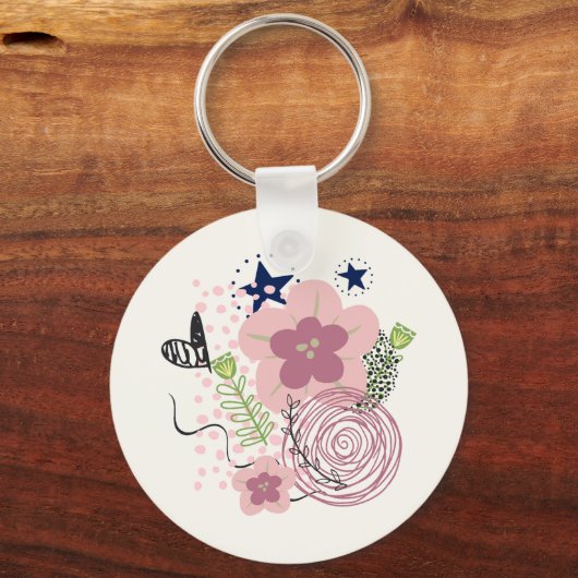 Cute Floral Pattern Sleutelhanger (Voorkant)