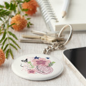 Cute Floral Pattern Sleutelhanger (Zijkant)