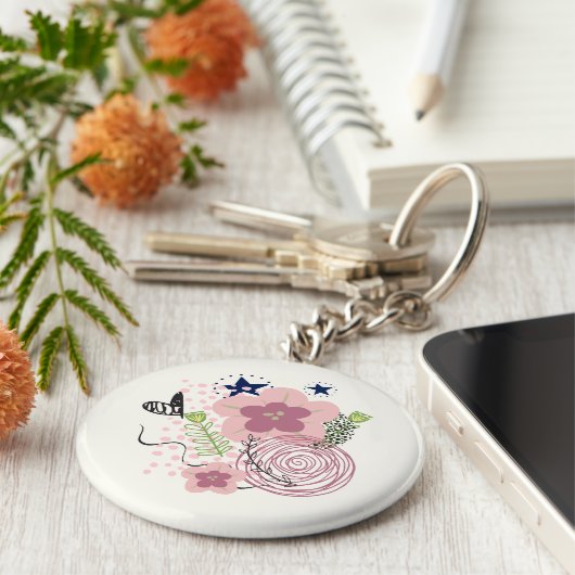Cute Floral Pattern Sleutelhanger (Zijkant)