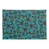 Cute Floral Pattern Teal Kussensloop (Achterkant-Rechts)