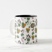 Cute Floral Pattern Tweekleurige Koffiemok (Voorkant links)