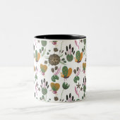 Cute Floral Pattern Tweekleurige Koffiemok (Center)