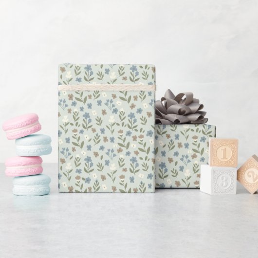 Cute Floral Pattern Wrapping Paper Roll Cadeaupapier (Baby Shower)