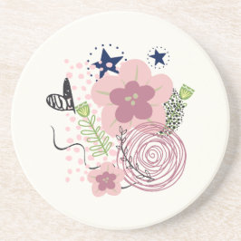 Cute Floral Pattern Zandsteen Onderzetter