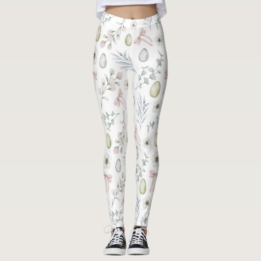 Cute Floral patterned Easter Leggings (Voorkant)