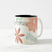 Cute Floral Personalized Colorful Tweekleurige Koffiemok (Voorkant rechts)