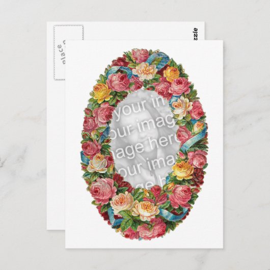 Cute  Floral Photo Template Briefkaart (Voorkant / Achterkant)